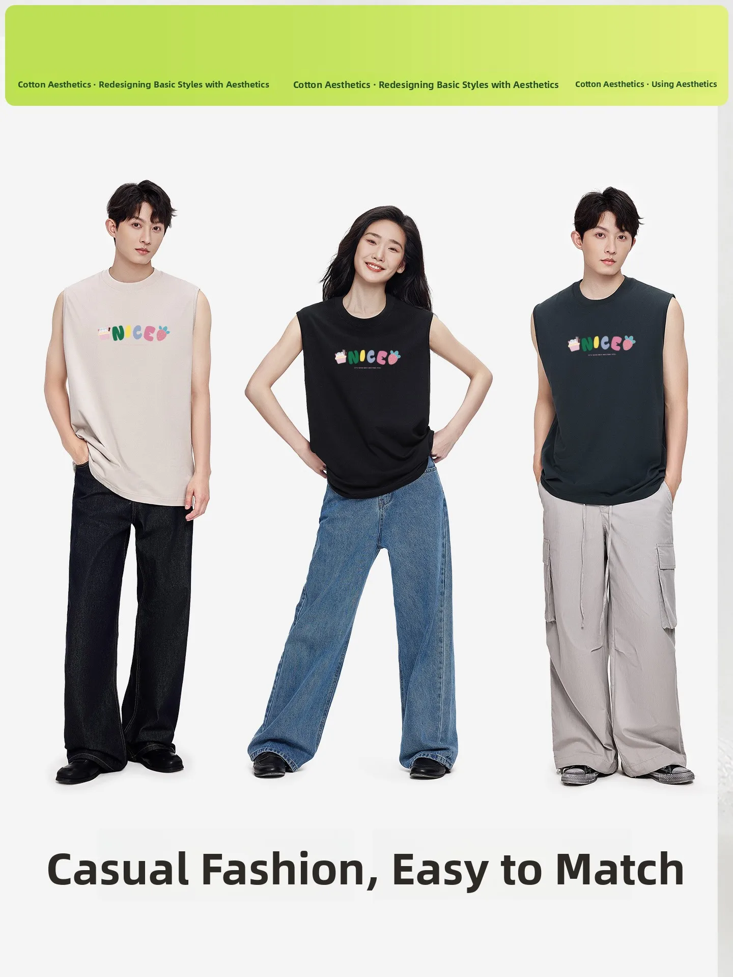 Pure Cotton Svel Fitn Tank Top Women's Summer Outdoor Wear Heavyweight Sport Street Sle Loose Fit round Ne T-irt