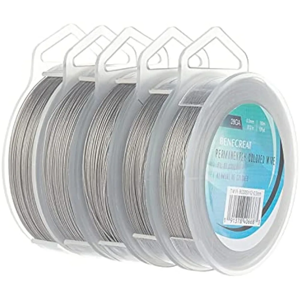 

5 Rolls 394 Yards Mixed Size Stainless Beading Wire 7-Strand Beading String Wire for Necklace Bracelet Craft Work