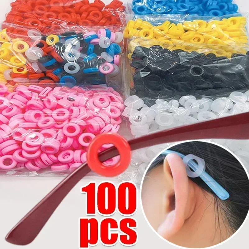 

100pcs Transparent Silicone Anti-slip Eyeglass Ear Hooks Colorful Round Retainer Holder Glasses Ear Hook EyeGlasses Accessories