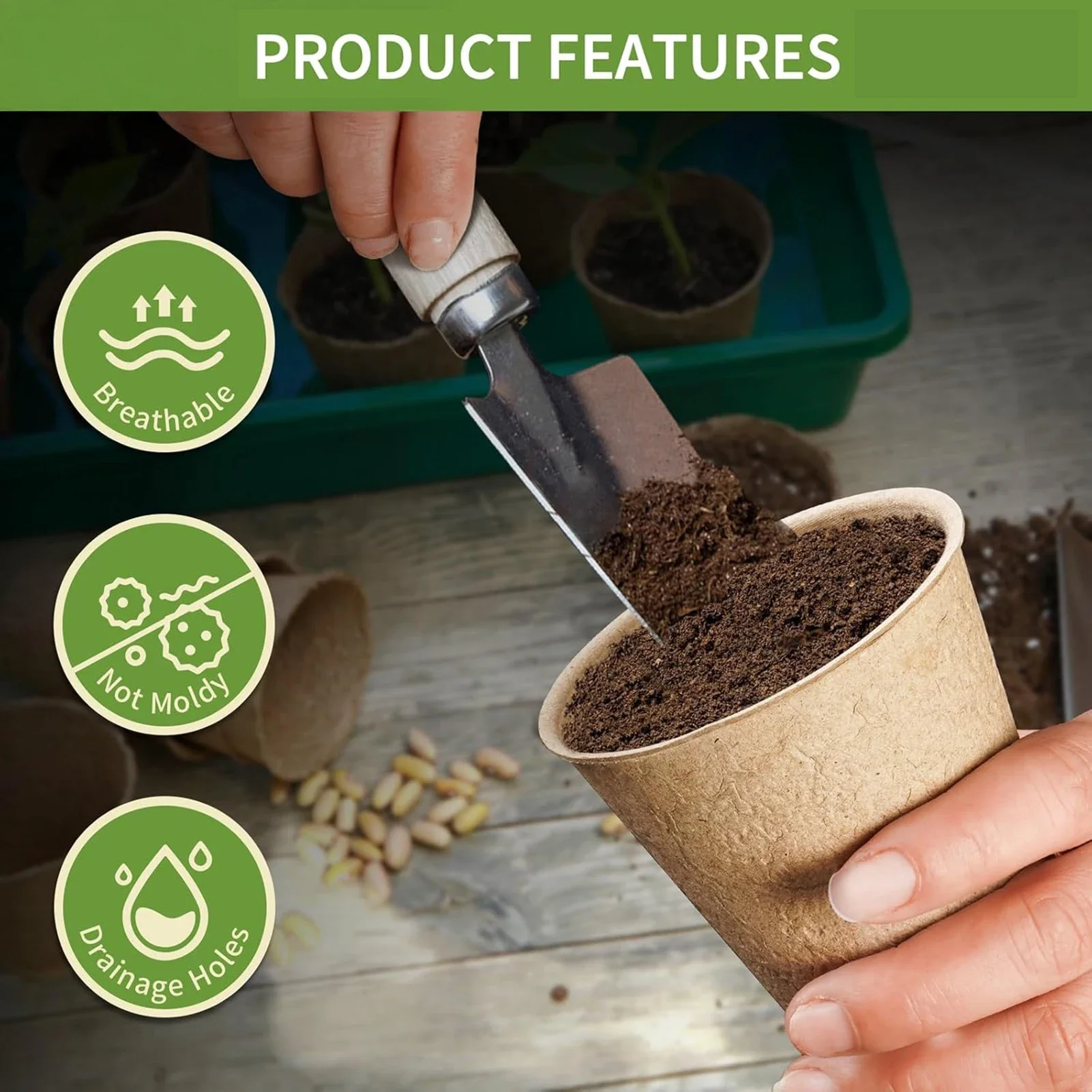 yes60 Pcs Biodegradable Peat Pots With Plant Labels Seed Starter Trays For Vegetables Flowers Herbs Gardening Transplanting view 3