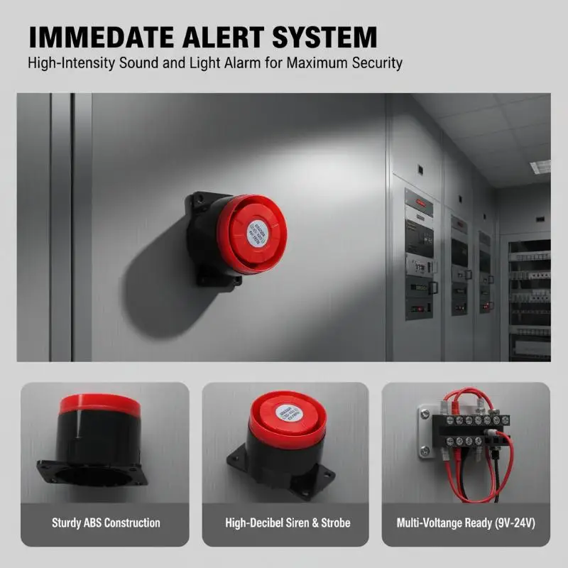 »1Pcs High Decibel Sound And Light Alarm 12V 24V 220V Buzzer Anti-theft Audio Electronic Horn Waterproof Dustproof