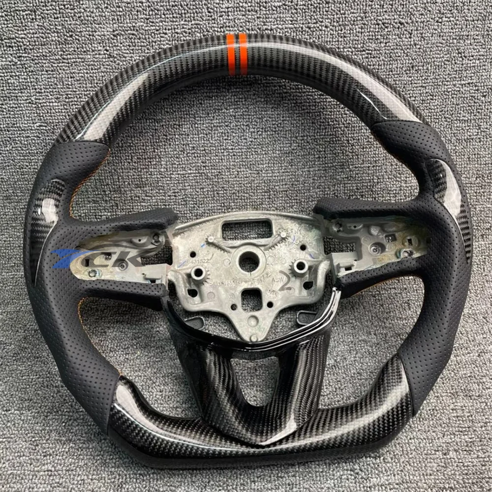 

For Cadillac CT4/CT5/XT4 2020 2021 2022 2023 2024 2025 Customized Carbon Fiber Black Leather Steering Wheel