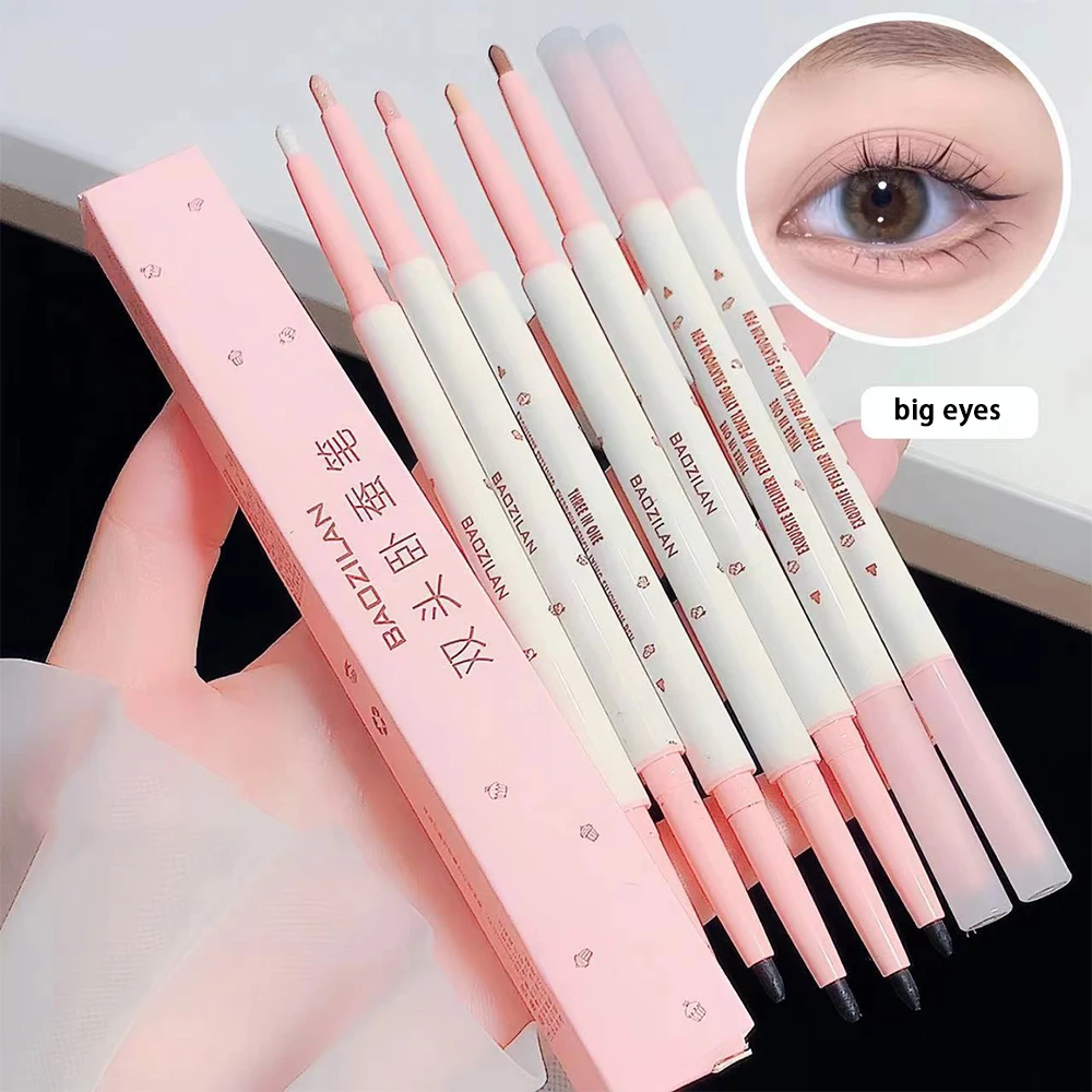 Double Headed Diamond Glitter Eyeliner Lying Silkworm Pen Eye Makeup Highlighter Waterproof Glitter Eyeshadow Stick Makeup Tools