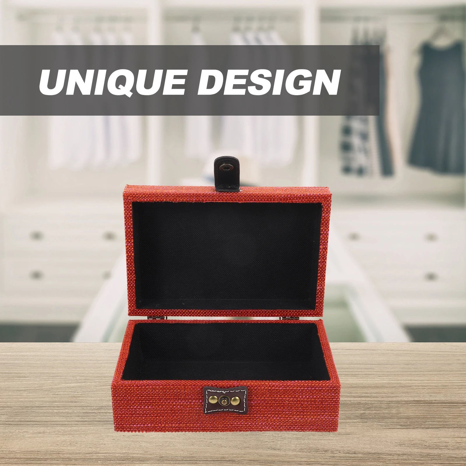 

Linen Pattern Storage Box Jewelry Case for Necklace Earring Travel ganizer Wooden Gift Packaging Box Simple Design Sturdy
