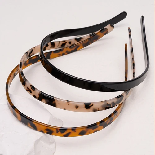 Imagen 1 del producto Diademas para gafas de acetato a la moda, diadema antideslizante con estampado de leopardo y diente de tiburón para mujer y niña, flequillo de ducha de maquillaje, cabello fijo