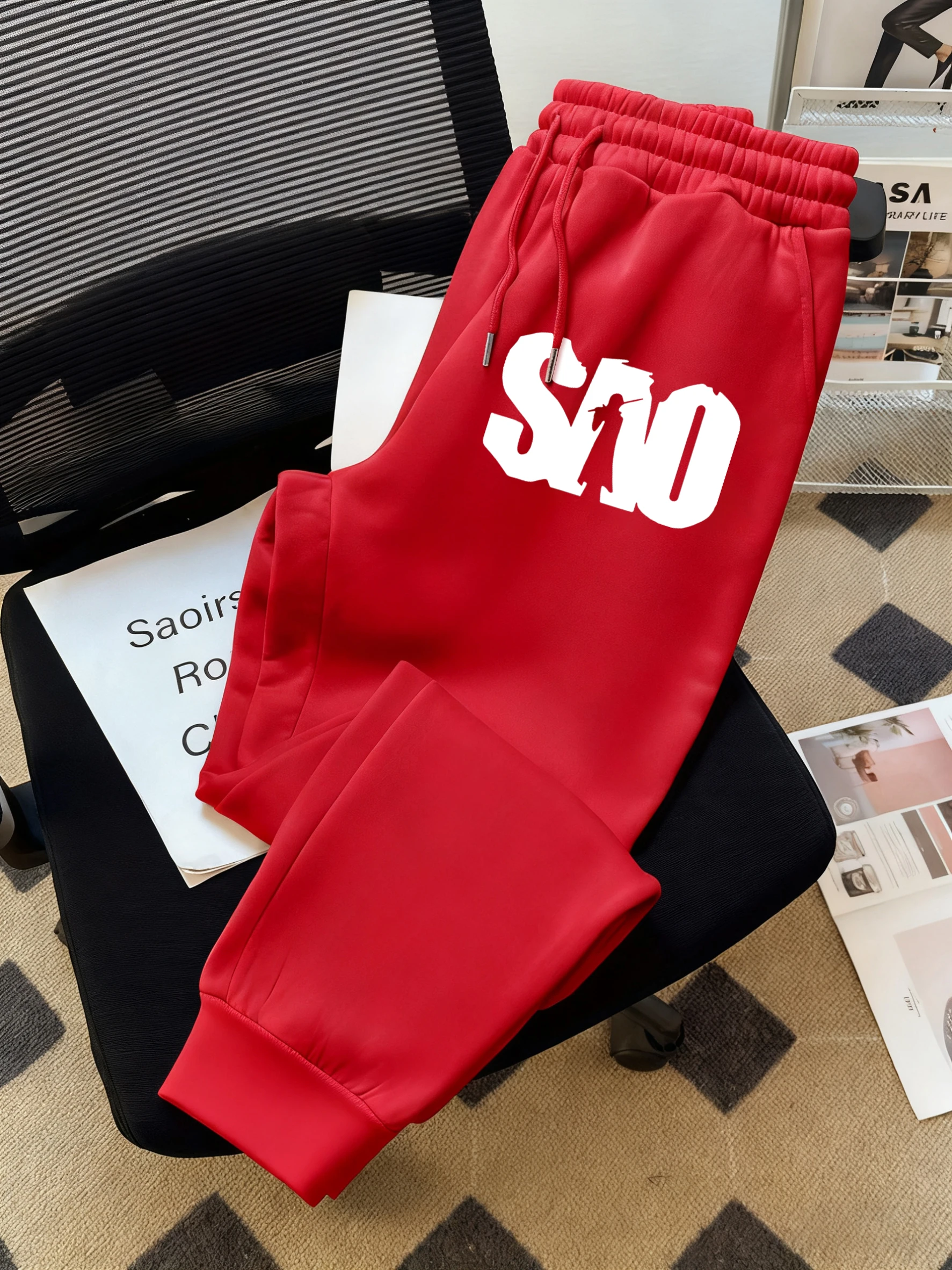 

Мужские брюки с художественными буквами и силуэтами персонажей, удобные брюки в стиле хип-хоп, мужские теплые спортивные штаны с карманами