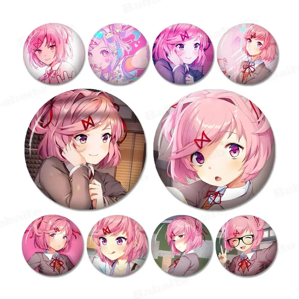 Natsuki Doki Doki 58mm Cute Series Pins Funny Badge Interesting Cartoon Animals Brooches Backpack Clothes Gift Accessory
