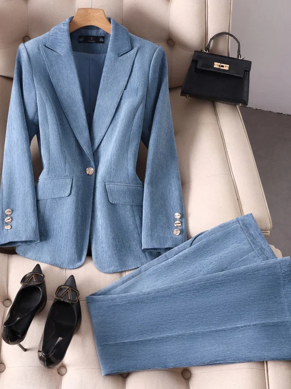 Elegant Women's Suit Set Winter New Professional Art Exam Uniform  Charnier Western Coat Slimming Commute Style Long Sleeve