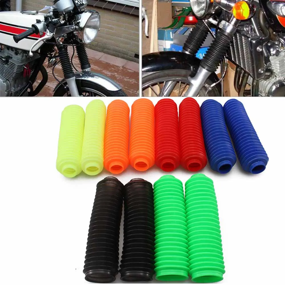 1 Pair Black Red Universal Front Shock Absorber Dust Covers Rubber Motorcycle For Honda Suzuki Kawasaki Yamaha Touring Chopper