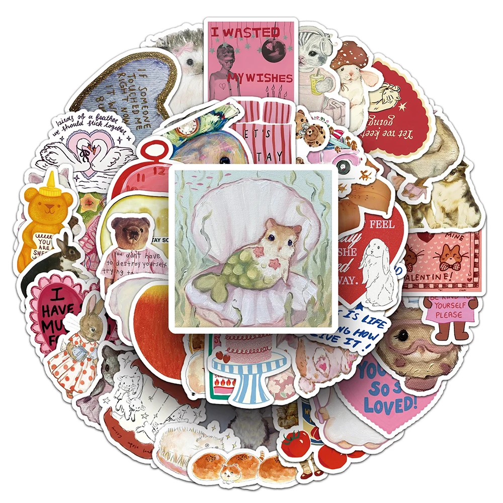 

10/30/50pcs Cartoon Vintage Pattern Stickers Funny Creative Graffiti Sticker DIY Scrapbooking Luggage Phone Cute Animals Decals