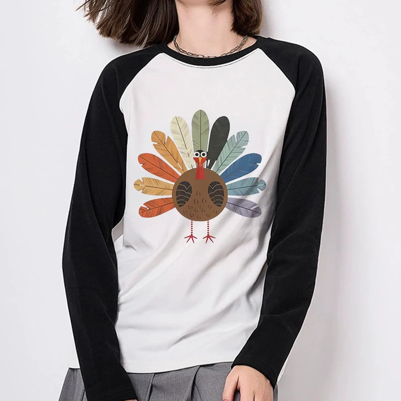 

Милая футболка с круглым вырезом и длинными рукавами с принтом Турции, женская праздничная футболка с рисунком на День Благодарения, повседневные винтажные футболки, топы, одежда