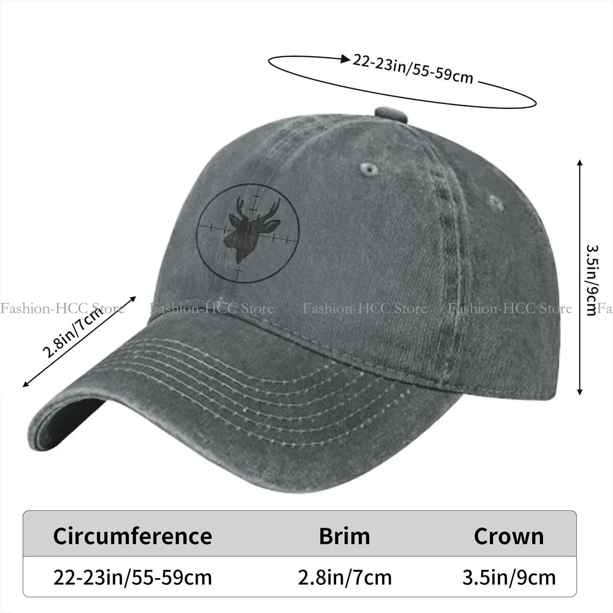 Washed Men's Baseball Cap Silhouette In Scope. Trucker Snapback Caps Dad Hat Deer Golf Hats