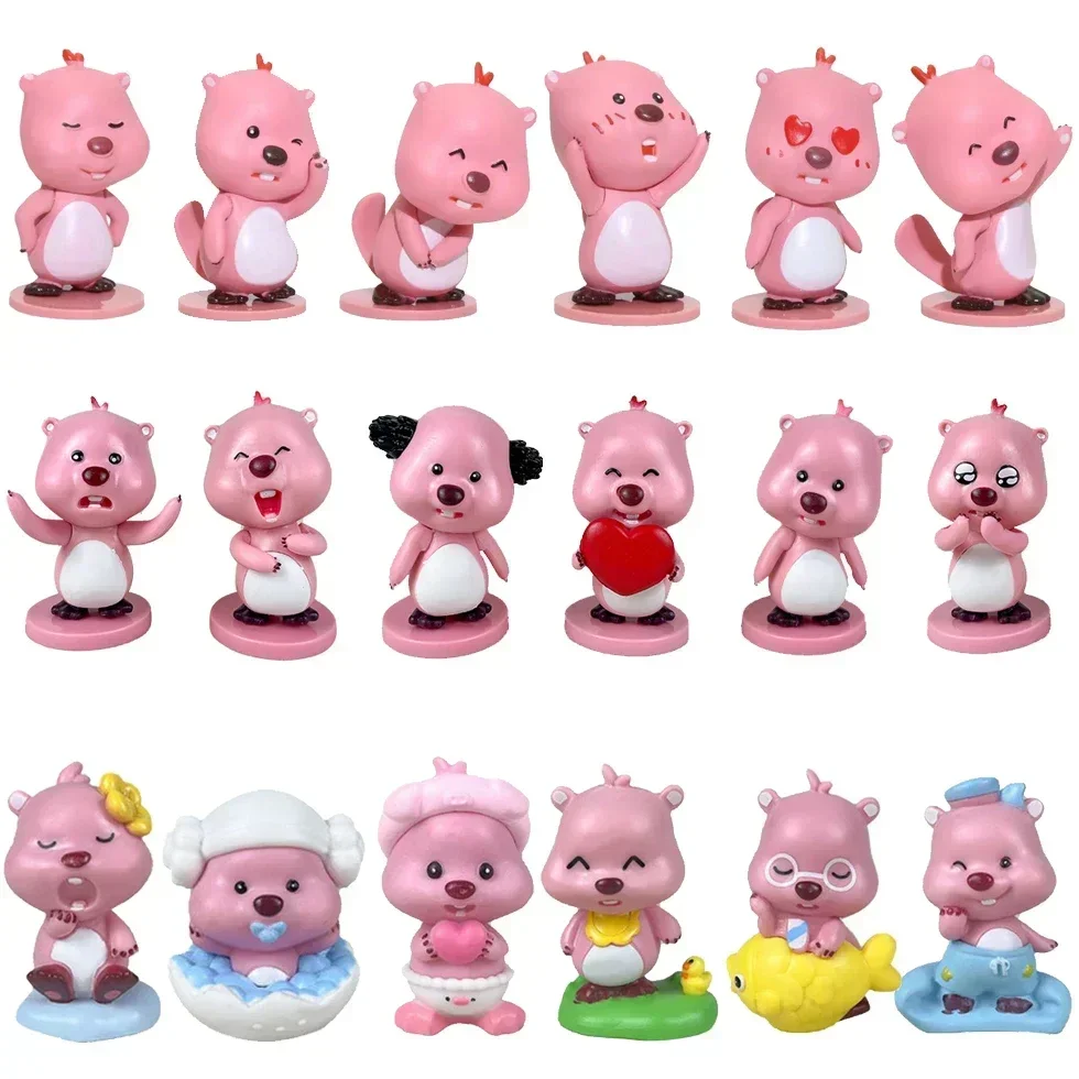 4styles 6Pcs/set Loopy Ruby Anime Action Figures Kawaii Cute Beaver Cartoon Collection Pvc Model Doll Christma Ornament Gift Toy