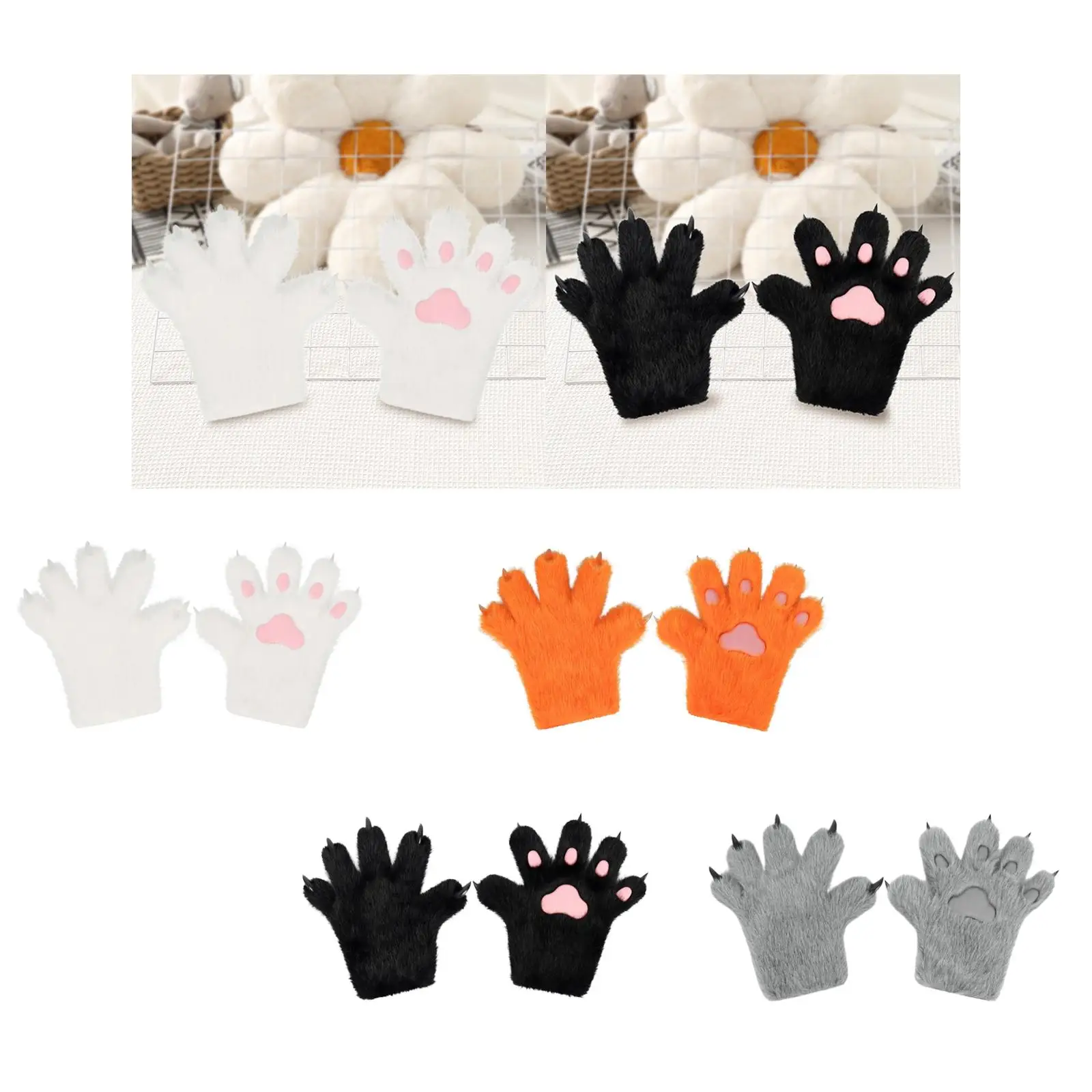 

Cat Claw Gloves Winter Warm Cosplay Gloves Hands Claw Adults Props Plush Kitten