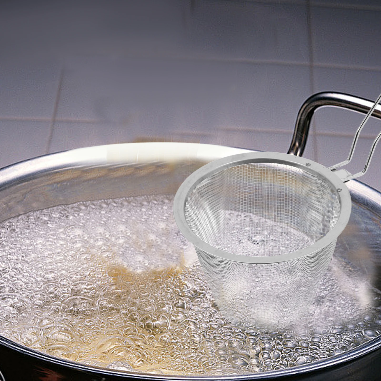 

Hot Pot Colander Stainless Steel Fryer Basket Pasta Cooking Strainer Fine Mesh Easy Clean Kitchen Tool Noodle Skimmer