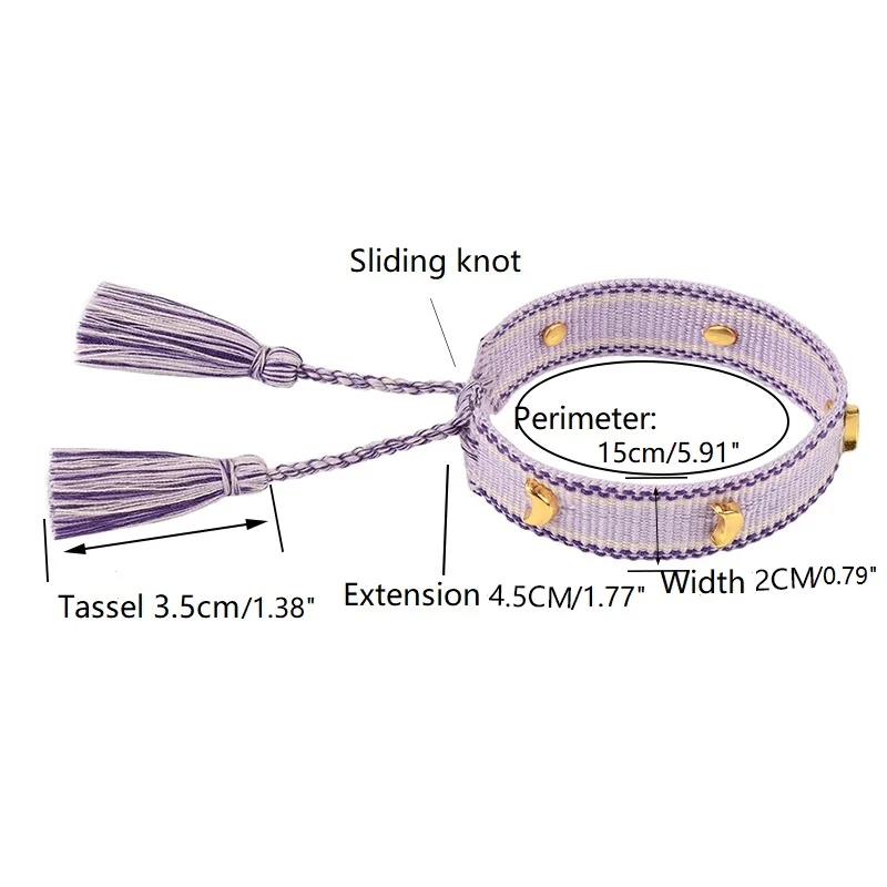 أساور الصداقة الكلاسيكية بنجمة القمر ، أساور ذراع منسوجة قابلة للتعديل ، مجوهرات مكدسة