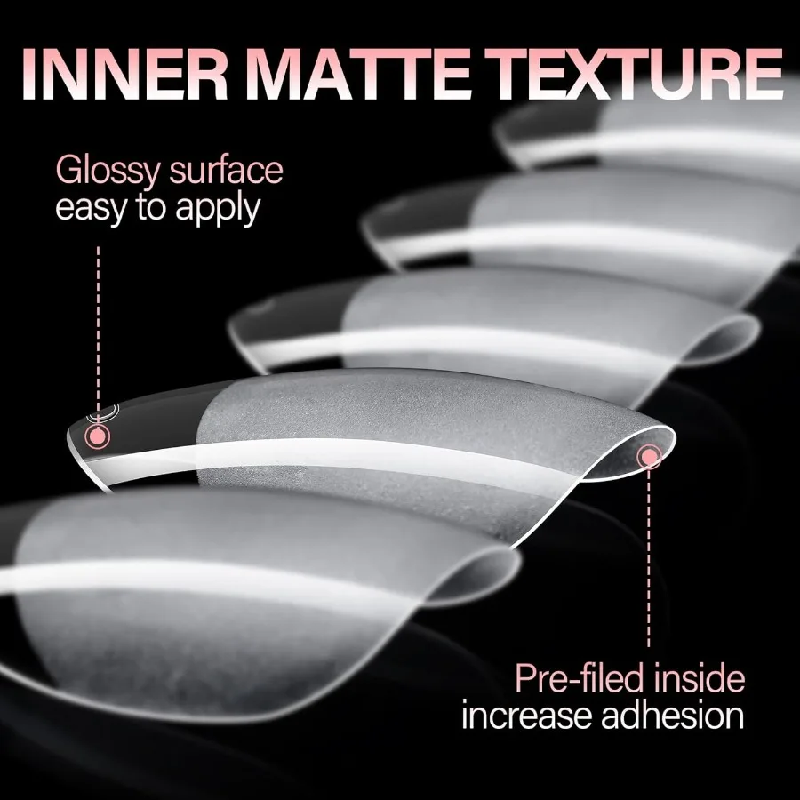 ปลายเล็บอะคริลิคทรงอัลมอนด์สั้น หนา สำเร็จรูป ปลายเล็บปลอมทรงอัลมอนด์สั้น แบบกึ่งด้าน ปลายเล็บปลอมต่อเล็บ 240 ชิ้น