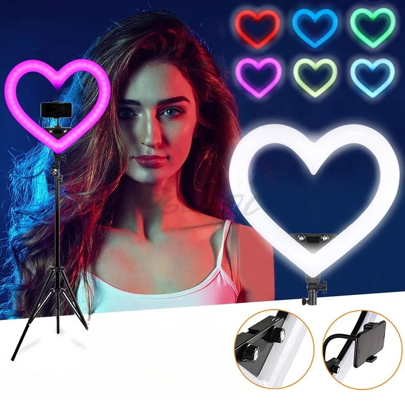 Heart Shaped RGB Multifunctional Fill Light Portable Selfie USB Phone Photography Light