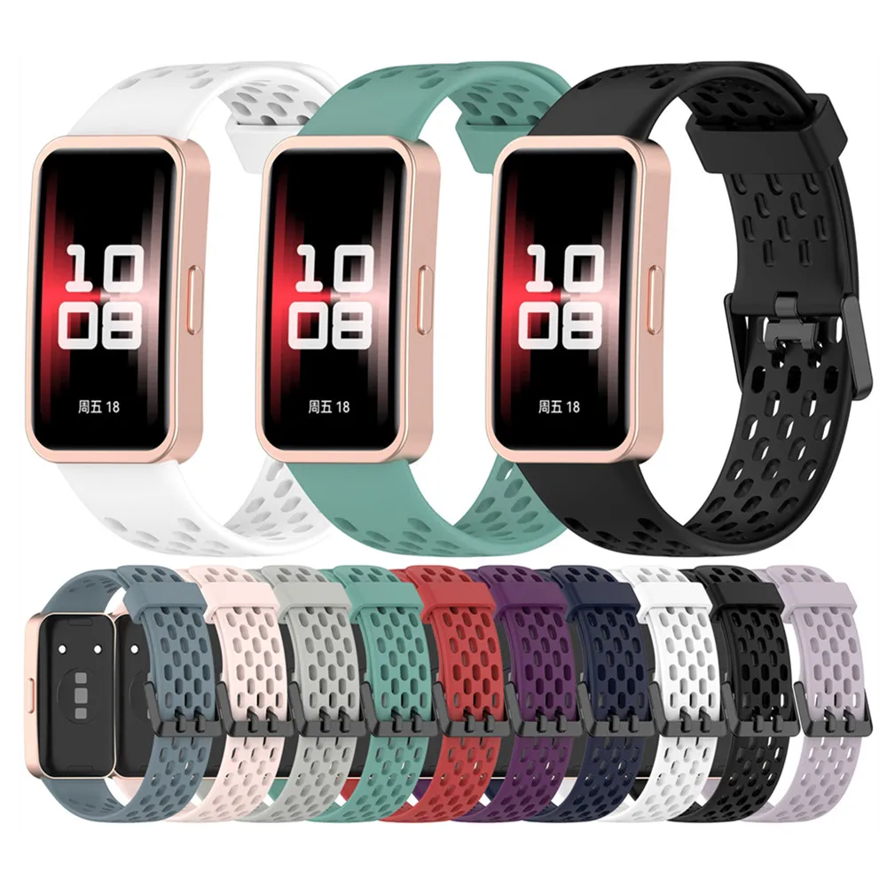 

Silicone breathable hole watch strap for Huawei band 10 10NFC 9 9NFC 8 8NFC sports hole style wristband