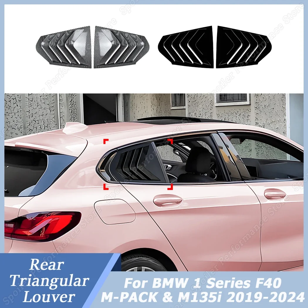 Rear Window Louvers For BMW 1 Series F40 M-PACK & M135i 2019-2024 Car Gloss Black Tunning Panel Side Air Vent Cover Windshield