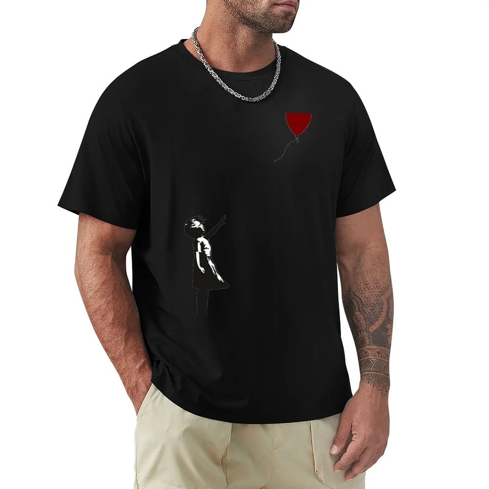 

Banksy- Girl with Heart balloon. T-Shirt Big Size Simple T-Shirt