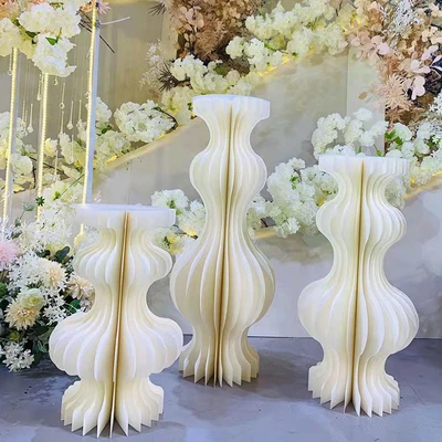 Wholesale Modern Round White Curve Folding Paper Dessert Table For Wedding Window Decoration & Booth Props