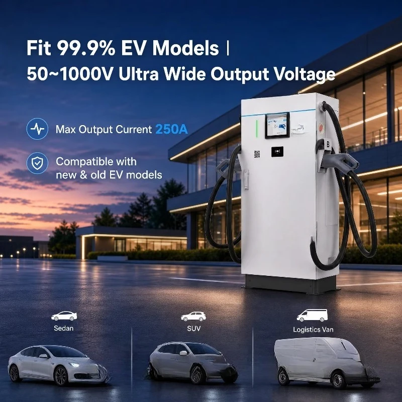 New 80kW DC fast charger Electric vehicle charging station Double  GB/T charging pile with 8-inch display 380V input