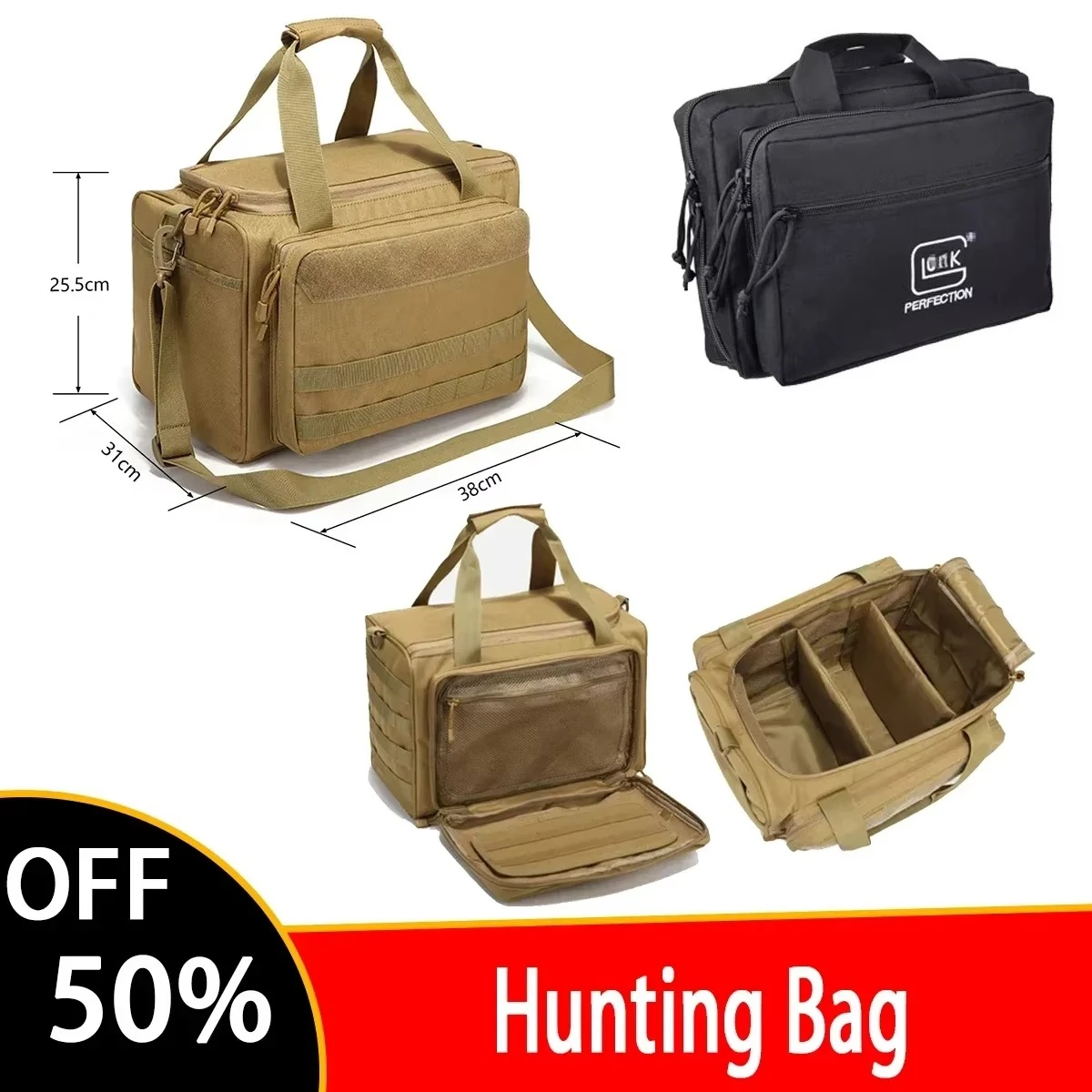 

Tactical Range Storage Bag Molle System Outdoor Sports Nylon Case Bags Glok Pistol Shoulder Pack Hunting Gun Backpack
