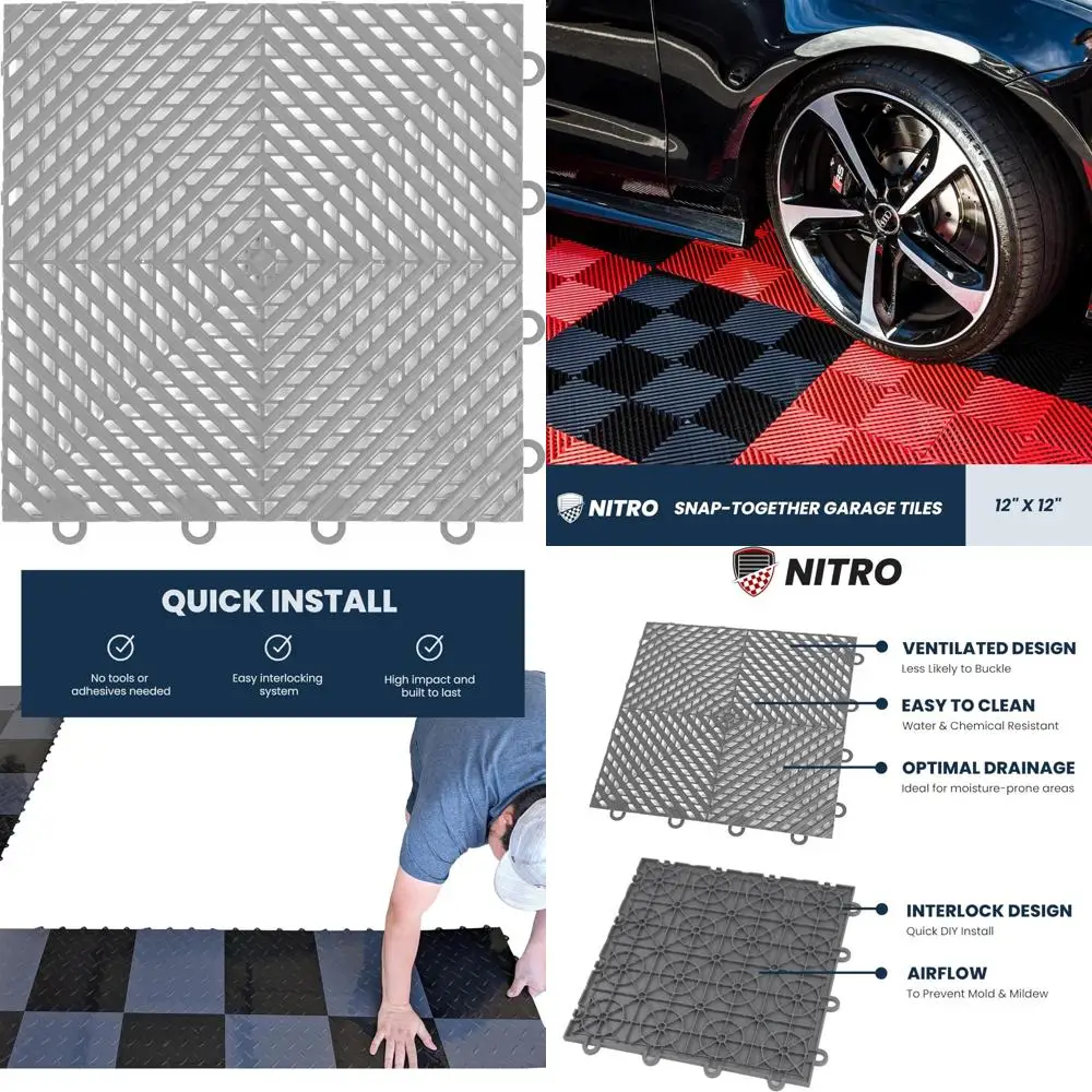 

Non-Slip 12x12 Interlocking Plastic Garage Floor Tiles for Garage Organization and Safety