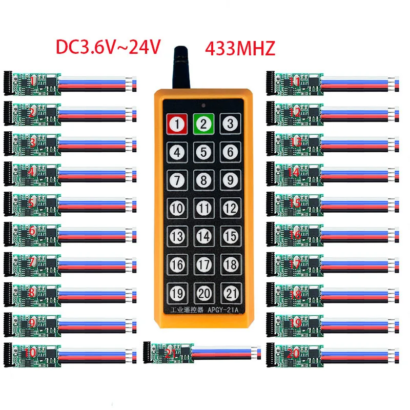 433MHz DC 3.6V-24V Universal Wireless Micro Remote Control Switch Long Range Mini Receiver Transmitter LED Light Controller
