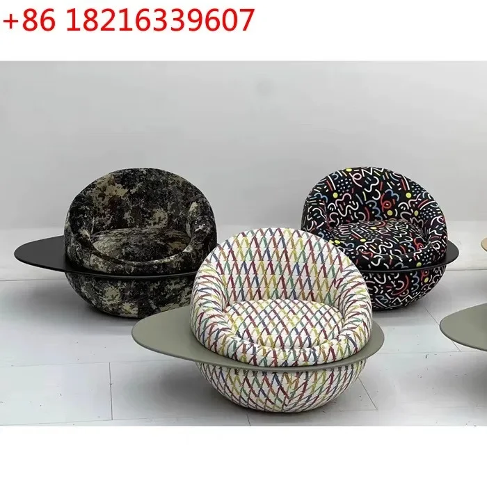 TAO TAO Modern creative solid wood planet fabric microfiber leather recliner leisure chair living room single sofa