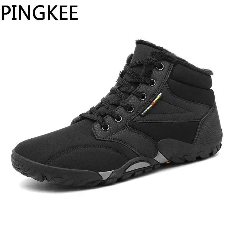 PINGKEE VENOCON Barefoot Wide ToeBox Shoes Men Women Leather Winter Snow Boots Women Minimalist Sneakers Shoes Wide Feet