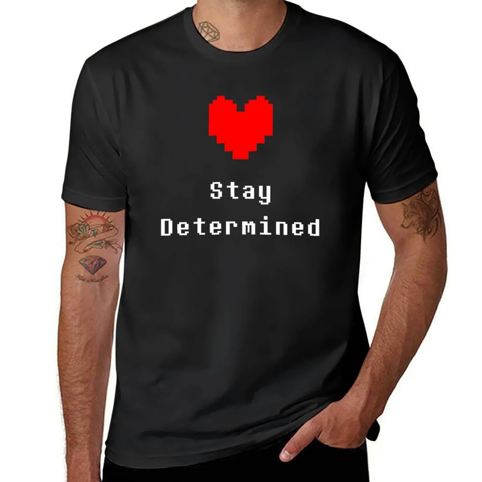 Stay Determined (Undertale) T-Shirt korean fashion oversizeds anime vintage mens plain t shirts