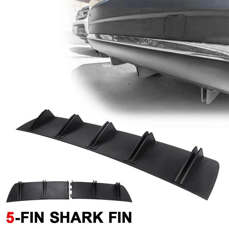 Universal Car Rear Bumper Lip ABS Double Wing Rear Shark Chassis Fin Style Curved Bumper Lip Diffuser Anti-collision 2 in 1