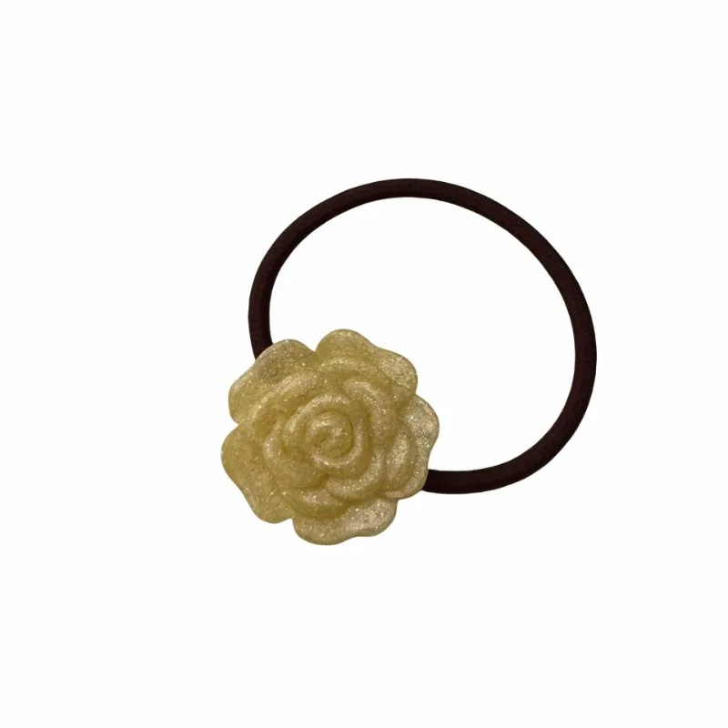 Korean Thin Flash Rose Rubber Band Sweet Flower Hair Band Simple All-Match Ponytail Hair Tie Rubber Band Does Not Hurt Hair Rope