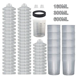 50 pz/set pistola a spruzzo tazza di miscelazione della vernice H/O serbatoio della pistola a spruzzo a tazza rapida 160ML/350ML/600ML tazza di vernice usa e getta