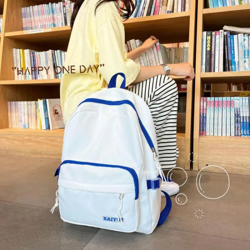 Mori Color Contrast New All-match Schoolbag Large Capacity Senior High School Backpack For College Students Solid Color Backpack