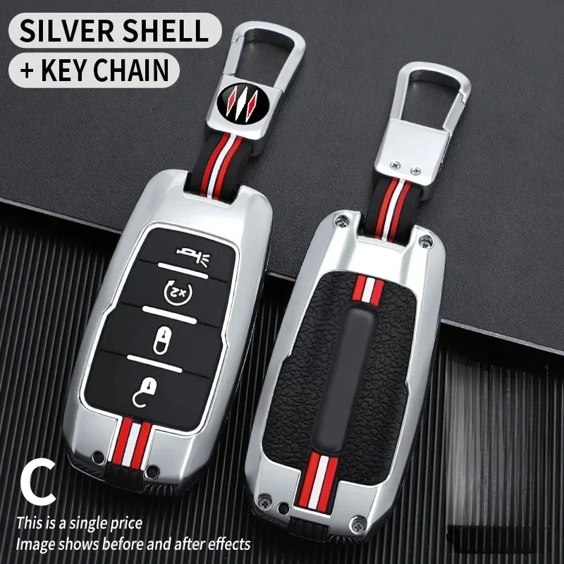 3 4 5 6 BOTTONS Metal Car Key Cover Fob Case Shell for Dodge Ram 1500 Pickup TRX Rebel Ram 2500 3500 4500 5500 2019 2020 2021