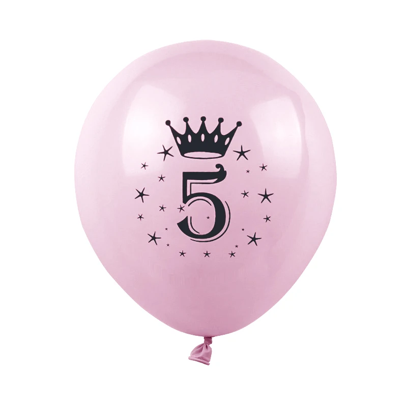 어린이 생일 핑크 풍선, 크라운 번호 1, 2, 3, 4, 5, 6, 7, 8, 9 세, 소년 소녀 생일 파티 장식 풍선, 10 개