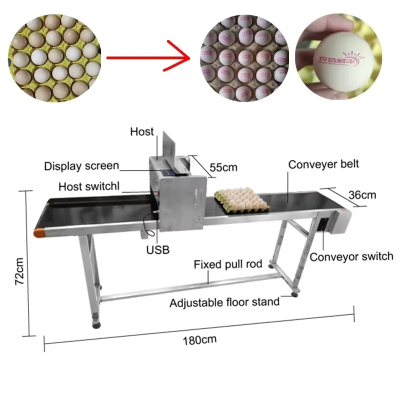 

Customized Egg Batch Date Expiry Date Logo Printing Machine Egg Inkjet Printer Low Price Stamping Equipment
