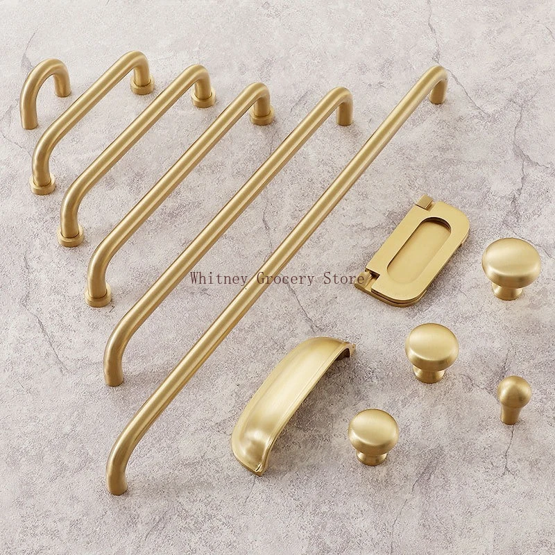 Long Brass Wardrobe Door Handles Cupboard Closet Drawer Handle Golden Kitchen Accessories Cabinet Pulls Furniture Hardware