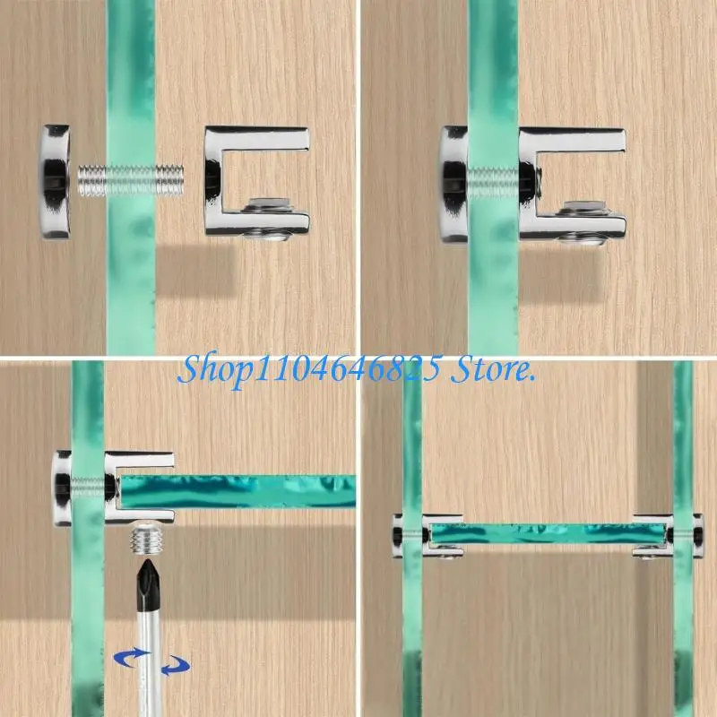 Adjustable Glass Panel Clamps Pack Of 6 Strong Metal Shelf Brackets Easy to Use for 5-10mm Acrylic Laminate Mounting