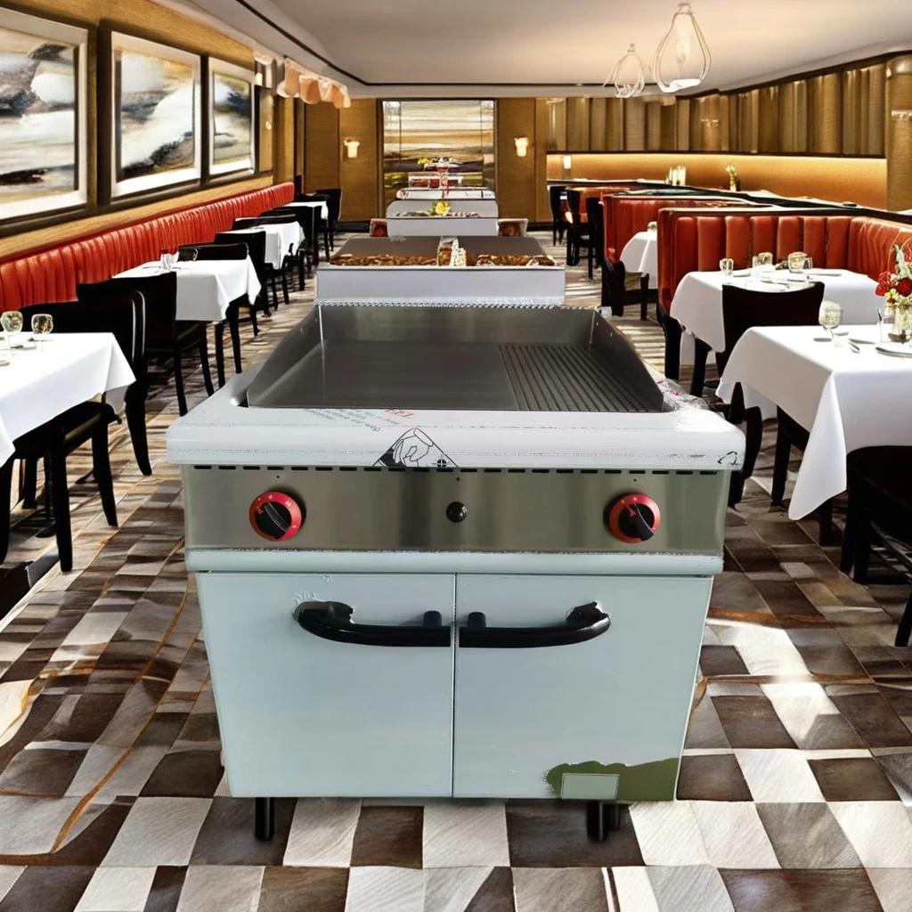 High Quality Stainless Steel Gas Griddle Oven For Kitchen Restaurants Hotels Bakery Cooking Equipment With Cabinet