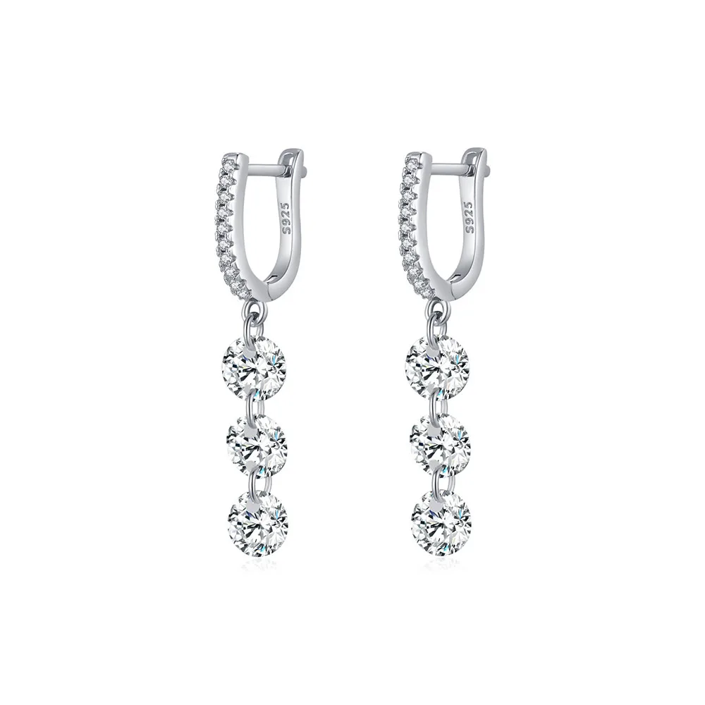 

Apexelle Fashion Jewelry 925 Sterling Silver Stud Earrings Paired With Zircon Tassel Pendant Earrings Fine Jewelry