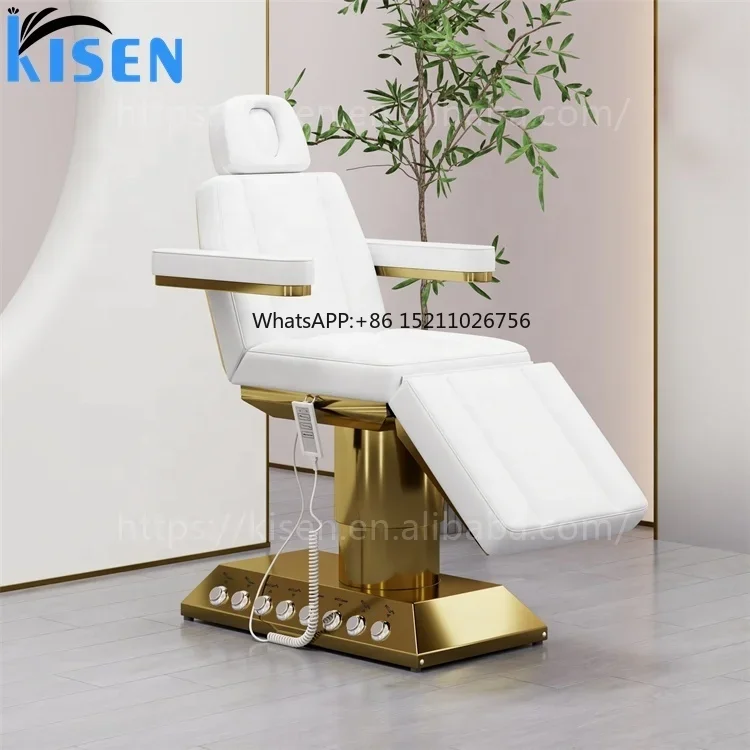 

Luxury White Gold Esthetician Massage Table Beauty Salon Furniture Lash Bed Cosmetic Electric Spa Facial Massage Bed