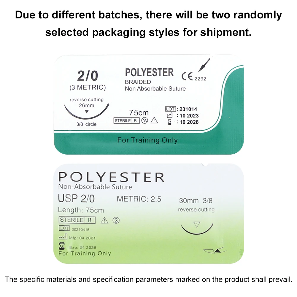 2/0 3/0 4/0 Medical Monofilament Thread Nylon Silk Polypropylene Polyester Medical Dental Sutures for Medical Students Education