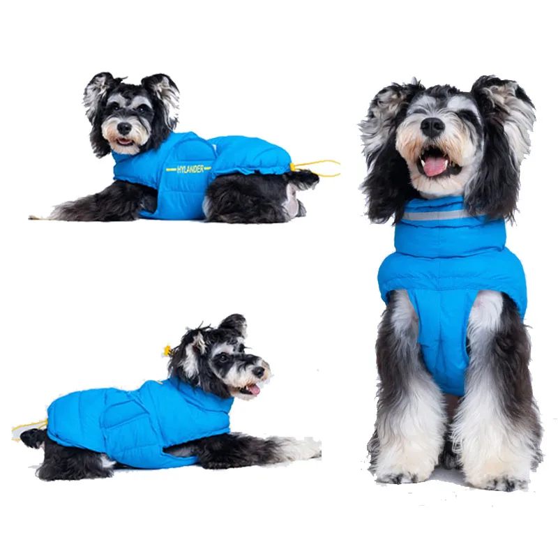

Autumn Winter Warm Thick Lined With Cotton Dog Jacket With Reflective Strap Dog Snow Suit Clothes Waterproof Dog Down Jacket