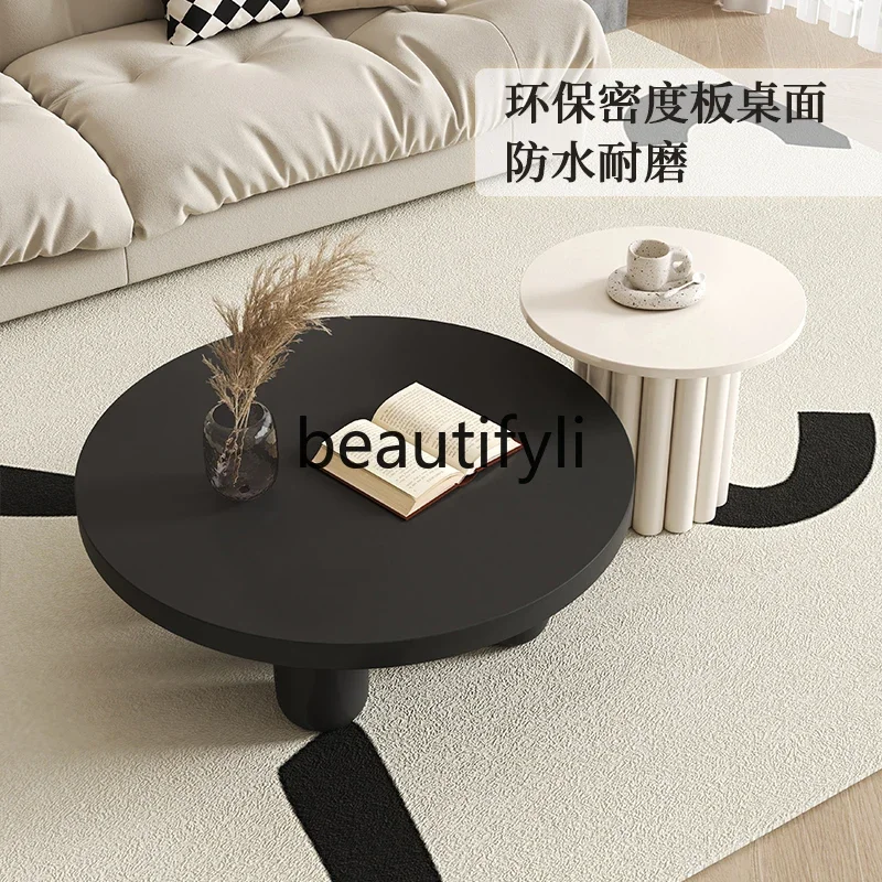 Italian light luxury coffee table modern simple tea table Roman column round coffee table combination