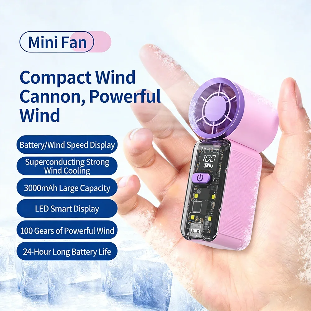 Handheld Mini Wind Cannon Fan Portable High Speed Air Cooling Fan USB Charging Pocket Fan For Summer Outdoor Sports view 4