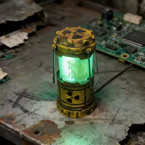 Hand Nuclear Reactor Figurine Creative Luminescent Sculpture Nuclear Waste Barrel Statue Funny Figurine Desktop Accessory Decor